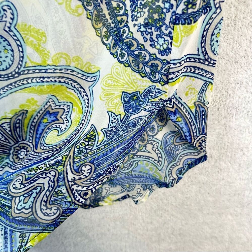 Chico's 2 Large Arielle Paisley Roll Sleeve Sheer Pullover Tunic Top - Picture 13 of 16